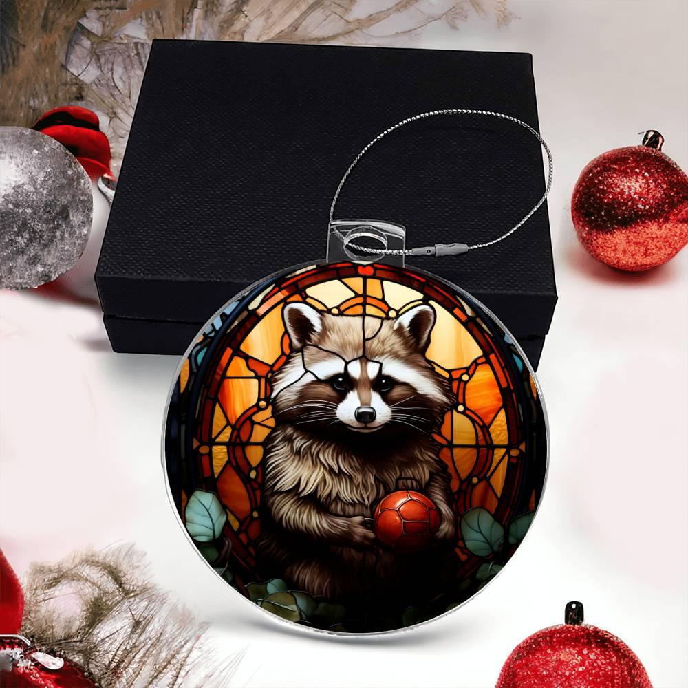 Raccoon Acrylic Keepsake Christmas Ornament Suncatcher