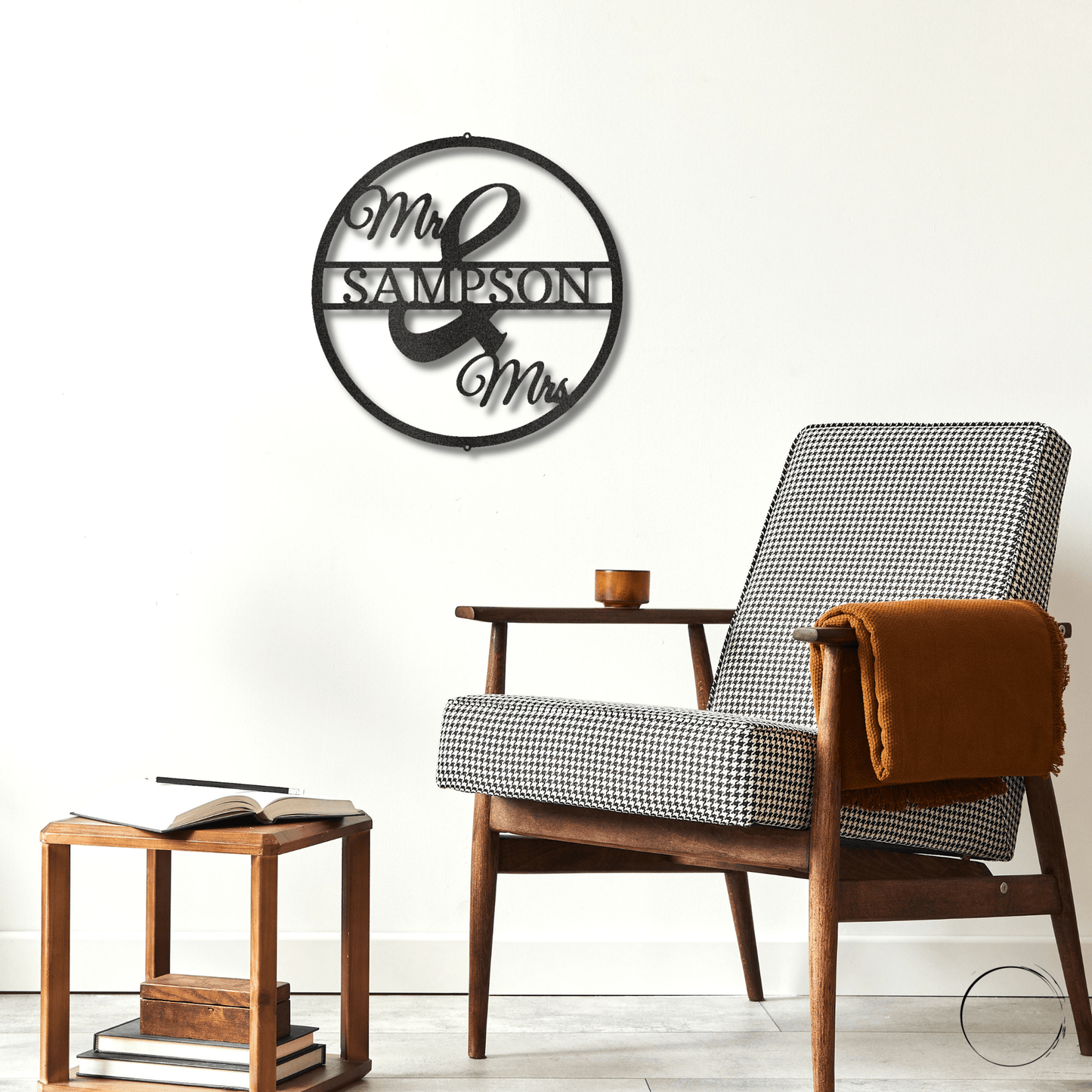 Mr and Mrs Circle Custom Name Steel Wall Sign - Mallard Moon Gift Shop