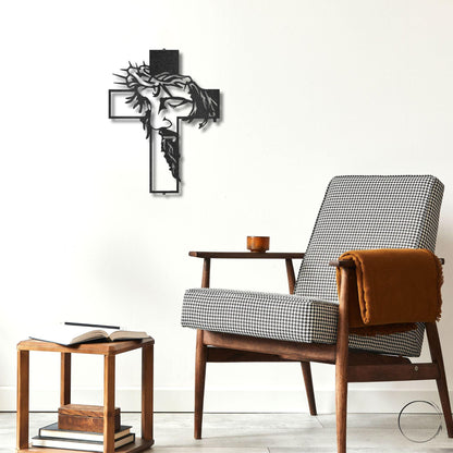 Jesus Crown of Thorns Steel Cross Sign Christian Metal Wall Decor Made in USA - Mallard Moon Gift Shop