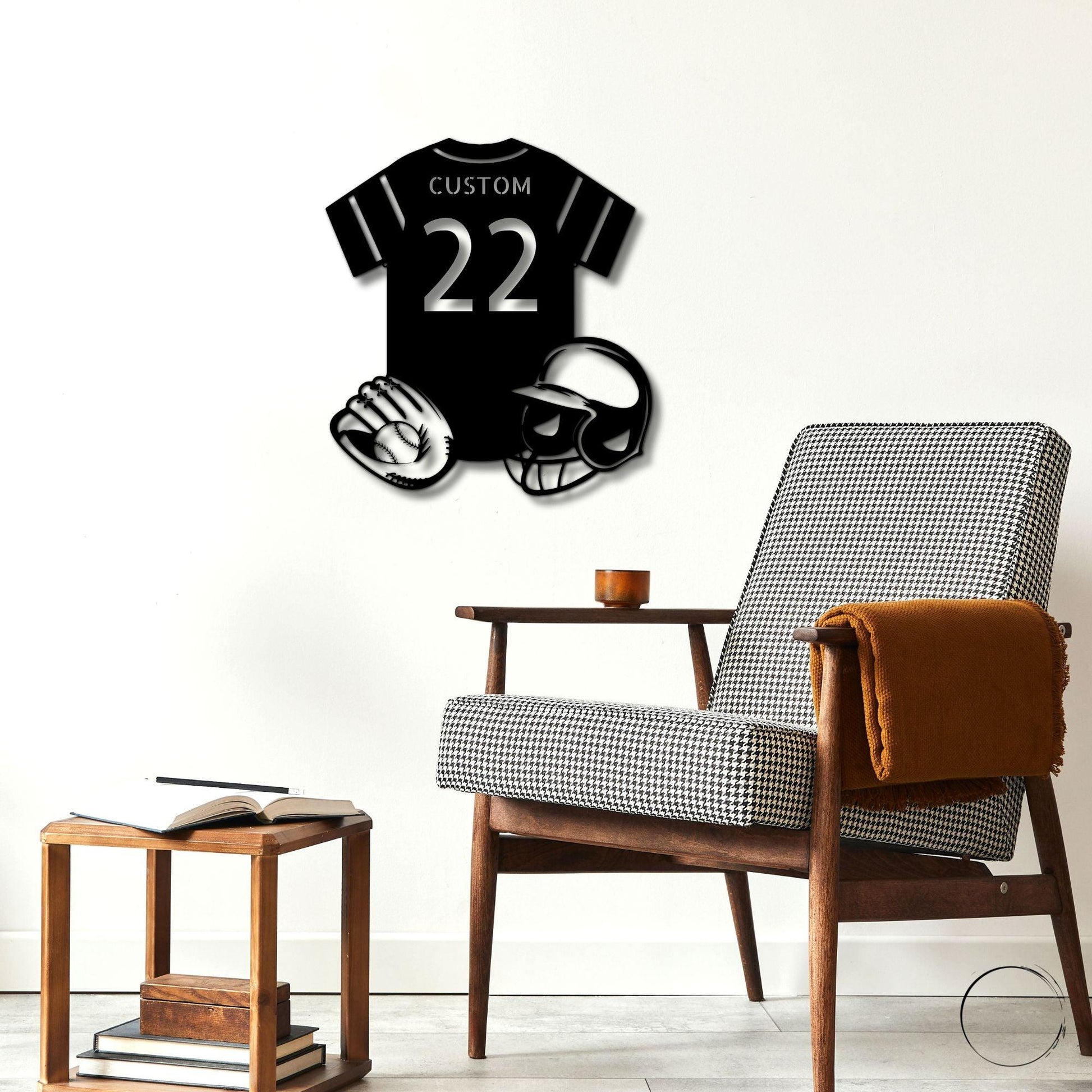 Baseball Gear Custom Name and Jersey Number Metal Wall Sign - Mallard Moon Gift Shop