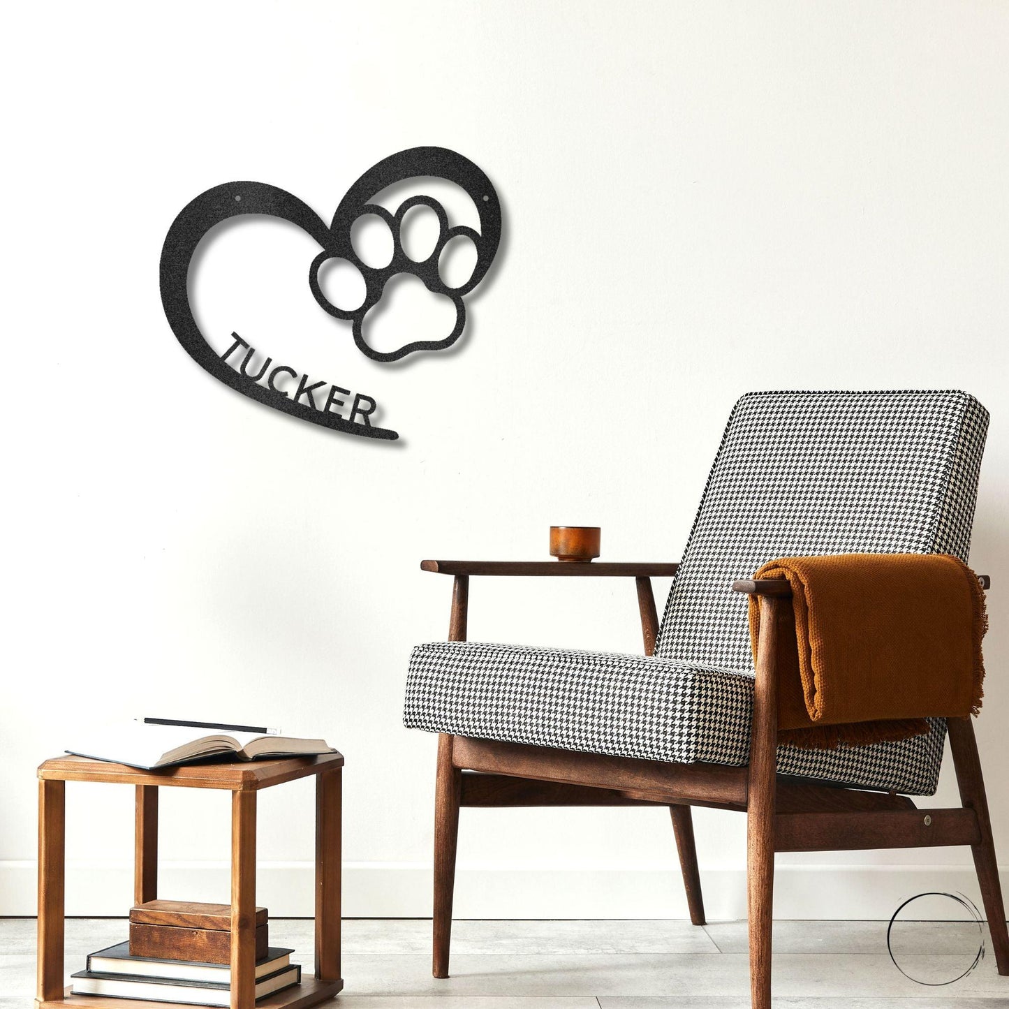 Puppy Love Paw Print Monogram Personalized Metal Art Wall Sign - Mallard Moon Gift Shop