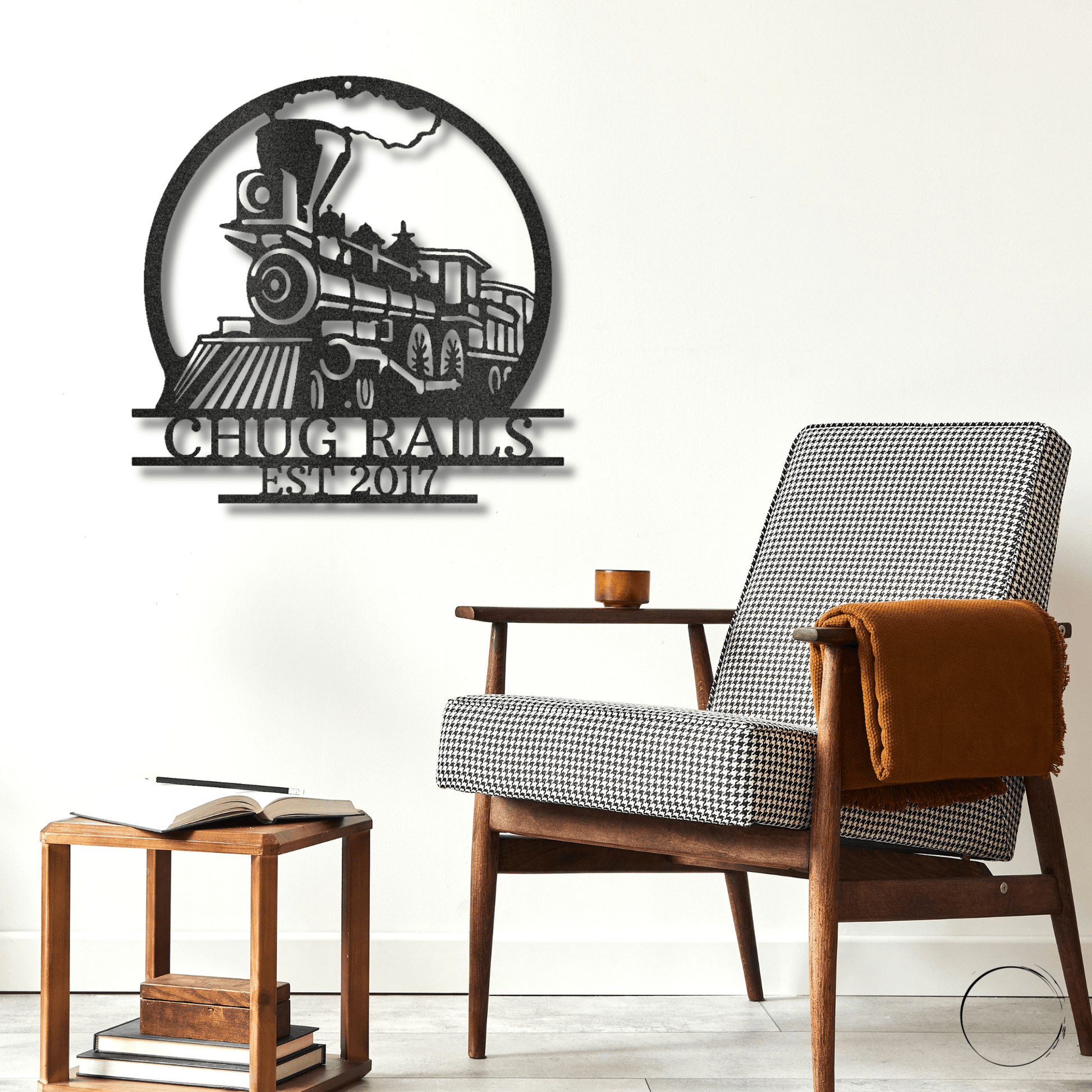 Vintage Steam Locomotive Train Personalized Name Metal Art Wall Sign - Mallard Moon Gift Shop