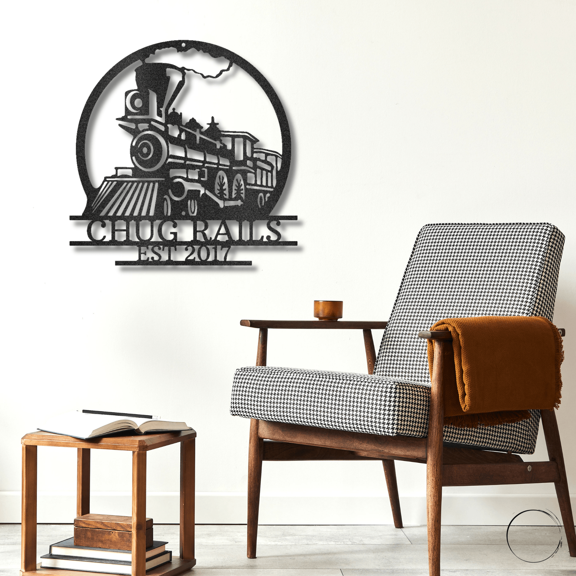 Vintage Steam Locomotive Train Personalized Name Metal Art Wall Sign - Mallard Moon Gift Shop