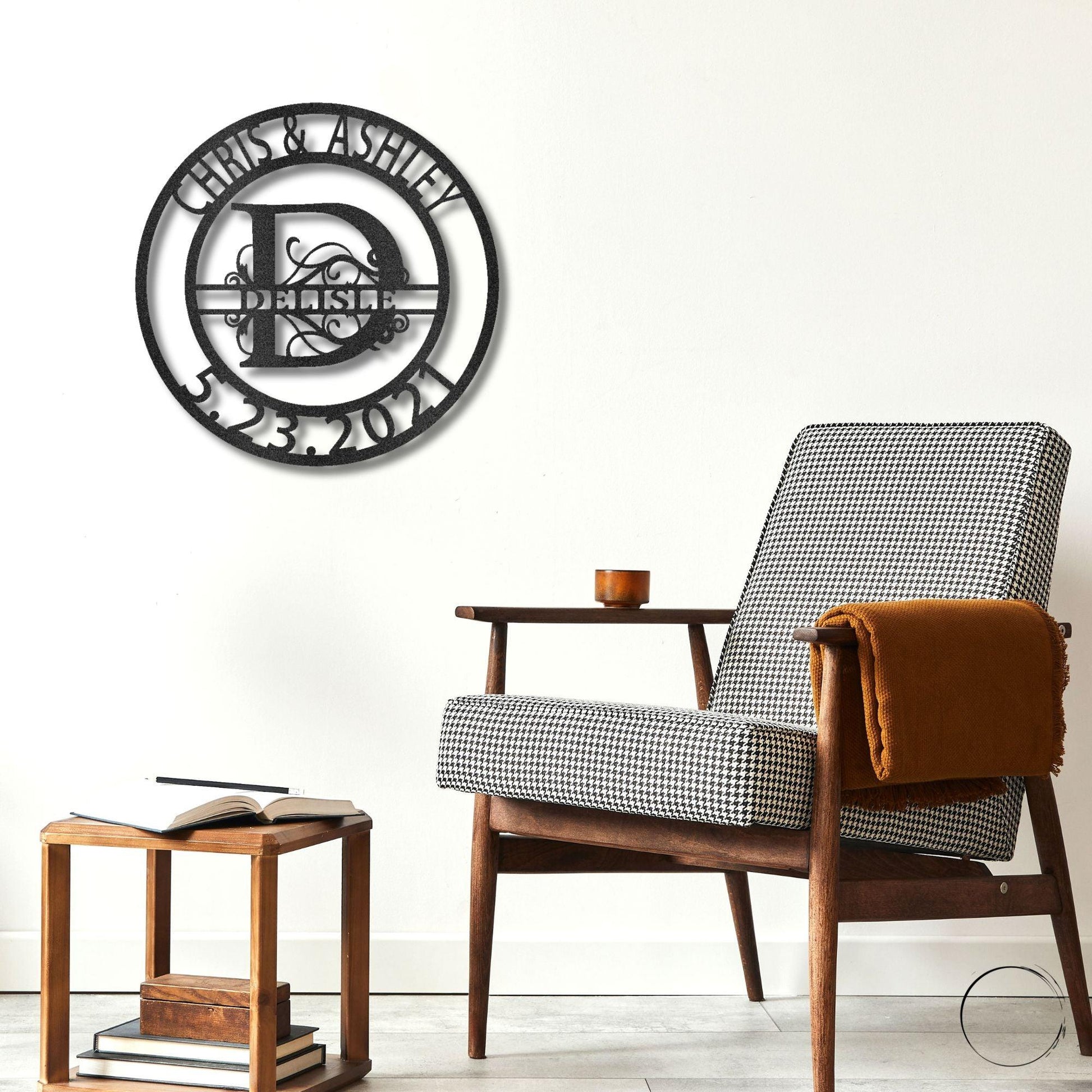 Personalized Elaborate Split Letter Name Initial Indoor Outdoor Steel Wall Sign Metal Art - Mallard Moon Gift Shop