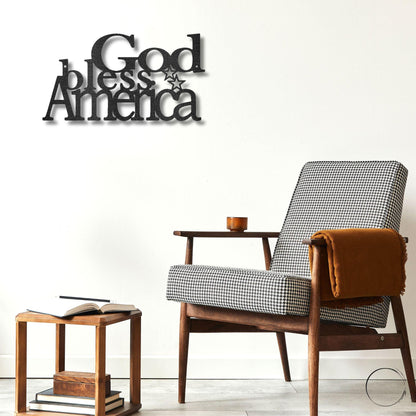 God Bless America Metal Art Wall Sign - Mallard Moon Gift Shop