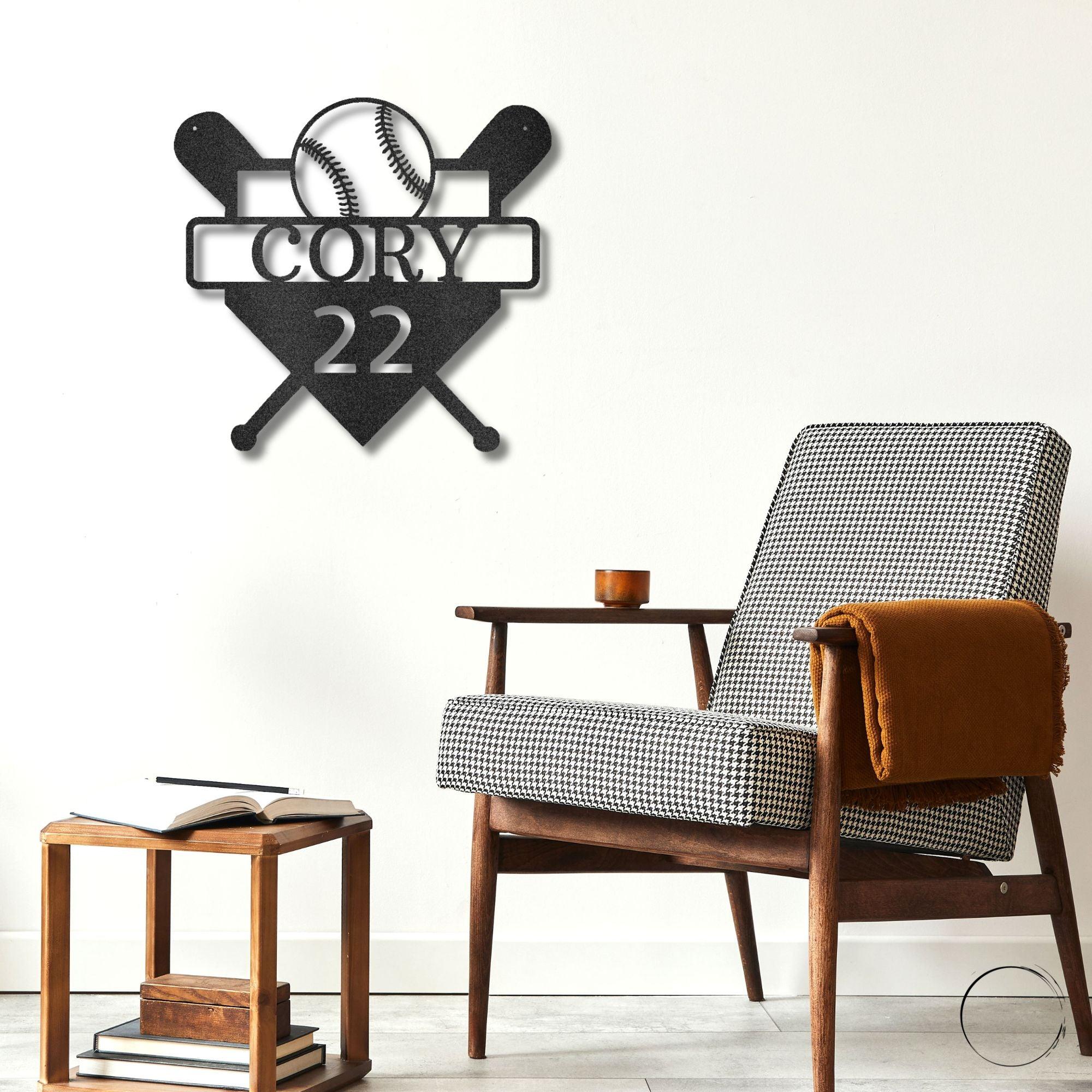 Baseball Home Plate Custom Name Metal Art Wall Sign - Mallard Moon Gift Shop