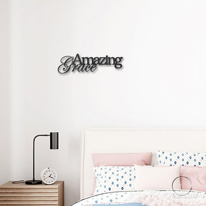 Amazing Grace Script Indoor Outdoor Steel Wall Sign Art - Mallard Moon Gift Shop
