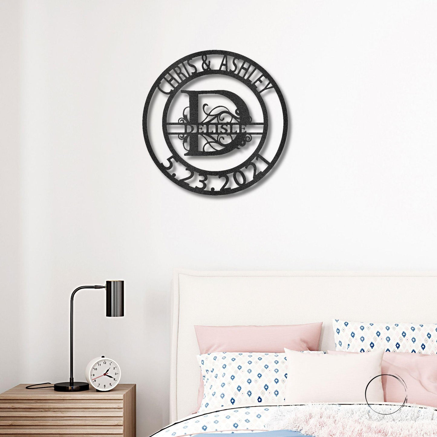 Personalized Elaborate Split Letter Name Initial Indoor Outdoor Steel Wall Sign Metal Art - Mallard Moon Gift Shop