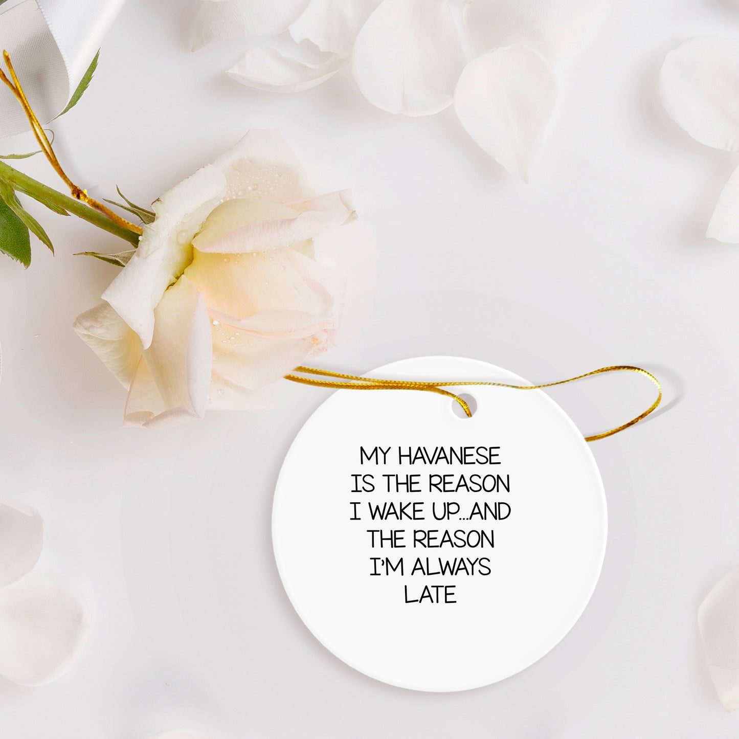 Havanese Dog Lovers' Funny Quote Ornament My Havanese Is The Reason I Wake Up...and The Reason I'm Always Late Gift,