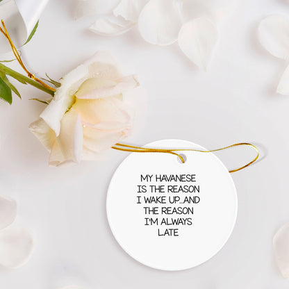 Havanese Dog Lovers' Funny Quote Ornament My Havanese Is The Reason I Wake Up...and The Reason I'm Always Late Gift,