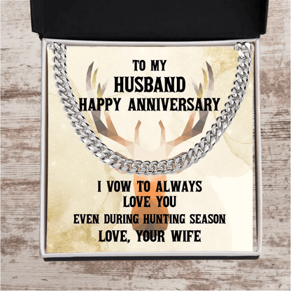 Hunting Season Love: Sarcastic Cuban Necklace Anniversary Gift for Hunter Husband - Mallard Moon Gift Shop