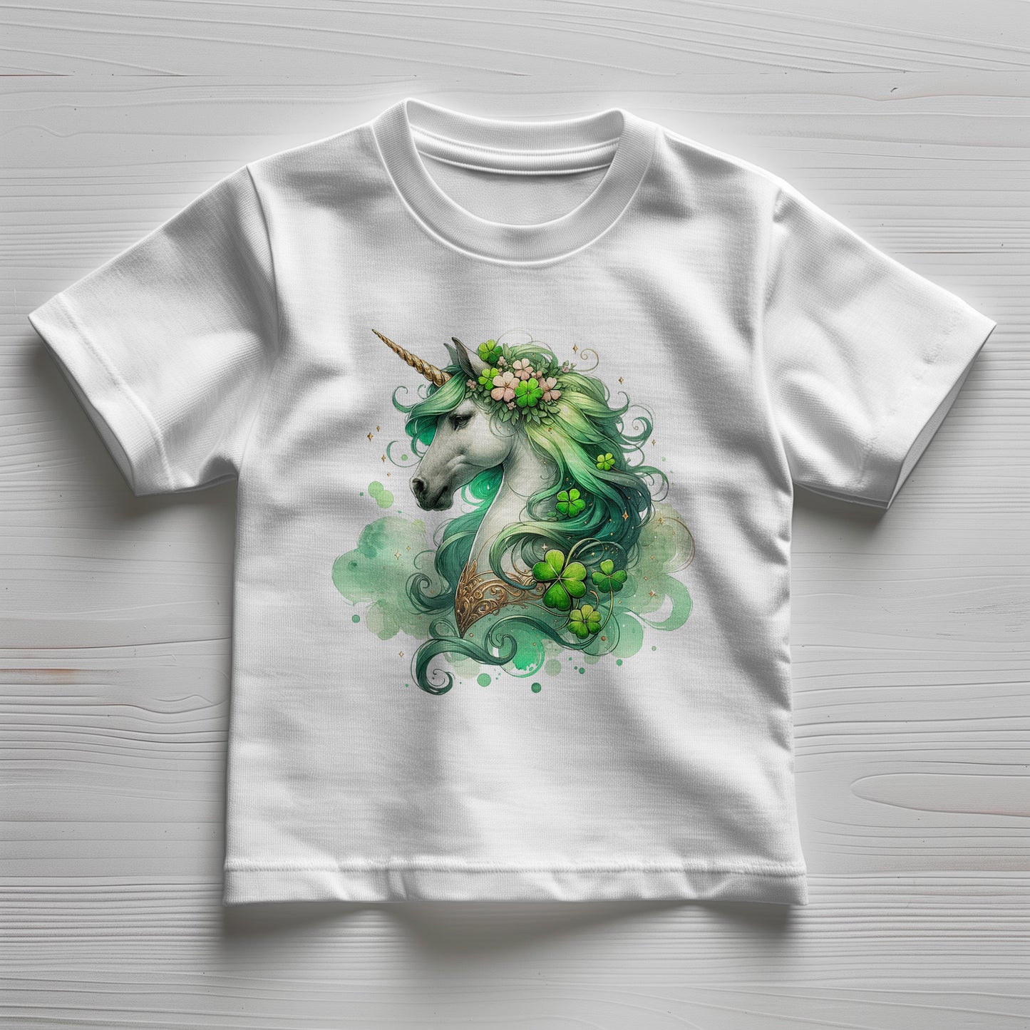 Toddler St. Patrick's Day Unicorn T-Shirt – Cute Irish Fantasy Tee – Soft Cotton Crew Neck Shirt – Lucky Shamrock Design for Girls - Mallard Moon Gift Shop