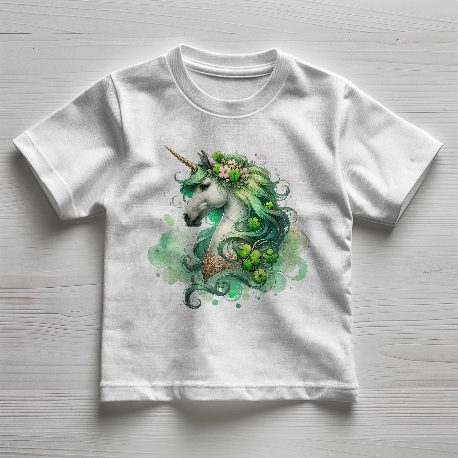 Toddler St. Patrick's Day Unicorn T-Shirt – Cute Irish Fantasy Tee – Soft Cotton Crew Neck Shirt – Lucky Shamrock Design for Girls - Mallard Moon Gift Shop