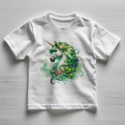 Toddler St. Patrick's Day Unicorn T-Shirt – Cute Irish Fantasy Tee – Soft Cotton Crew Neck Shirt – Lucky Shamrock Design for Girls - Mallard Moon Gift Shop