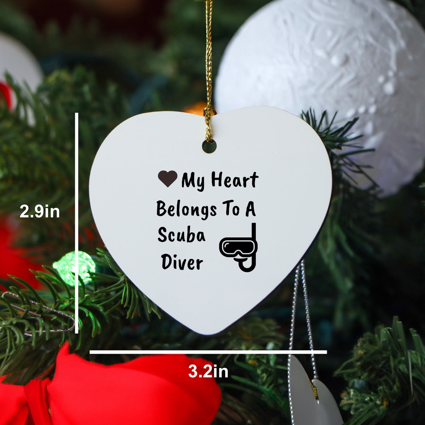 Scuba Diver Heart-shaped Hanging Ornament - My Heart Belongs To A Scuba Diver