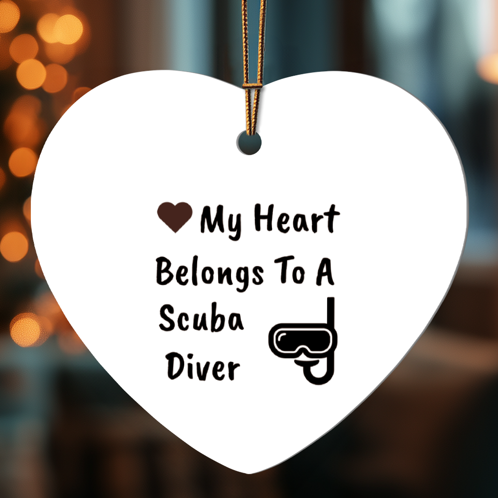 Scuba Diver Heart-shaped Hanging Ornament - My Heart Belongs To A Scuba Diver
