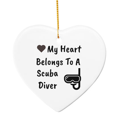 Scuba Diver Heart-shaped Hanging Ornament - My Heart Belongs To A Scuba Diver