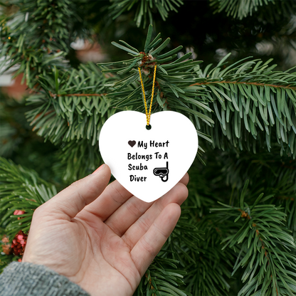 Scuba Diver Heart-shaped Hanging Ornament - My Heart Belongs To A Scuba Diver