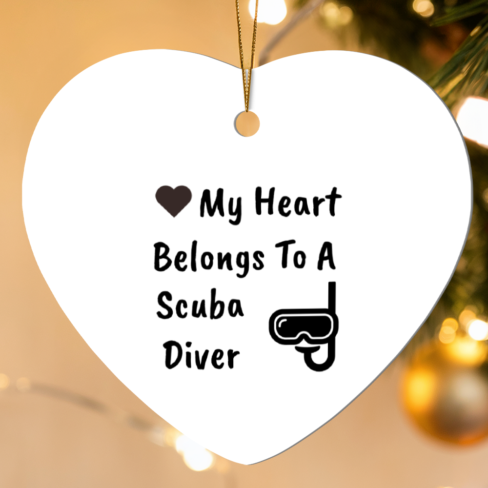 Scuba Diver Heart-shaped Hanging Ornament - My Heart Belongs To A Scuba Diver