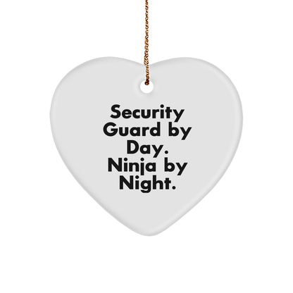 Security Guard By Day, Ninja By Night Heart Ornament Gifts from Men, Christmas Unique Gifts for Security Guard