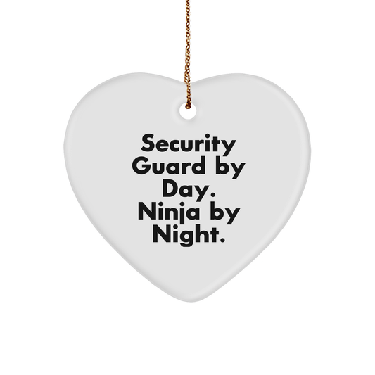Security Guard By Day, Ninja By Night Heart Ornament Gifts from Men, Christmas Unique Gifts for Security Guard