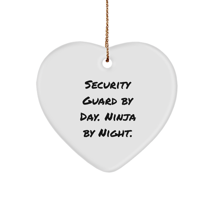 Security Guard Heart Ornament, Funny Quote 'Security Guard By Day. Ninja By Night.' - Gifts from Men to Security Guard for Christmas