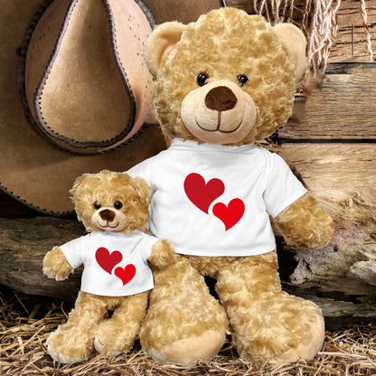 Hearts of Love - Plush Lamb, Panda, or Teddy Bear with Tee Shirt Romantic Gift for Sweetheart - Mallard Moon Gift Shop