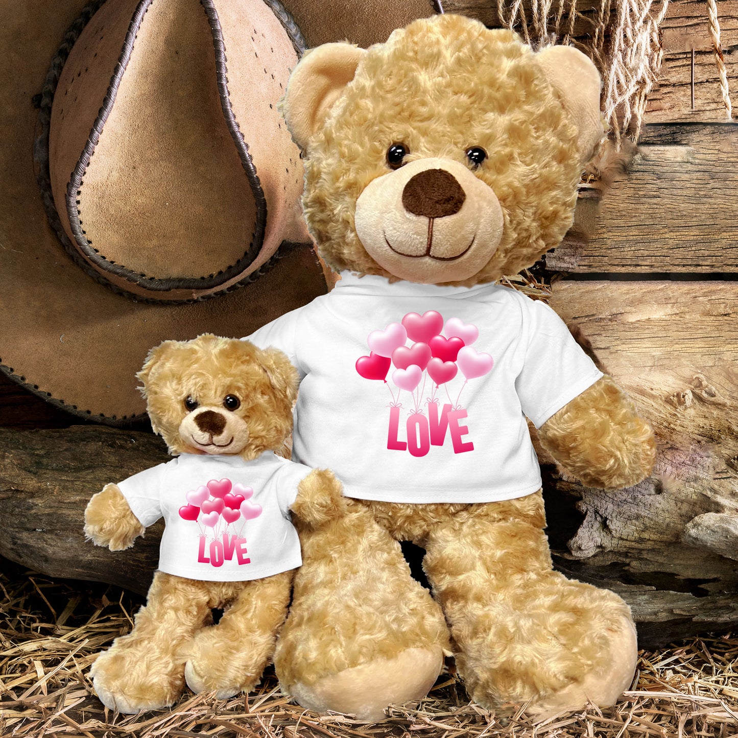 Love is in the Air - Plush Lamb, Panda, or Teddy Bear with Tee Shirt - Mallard Moon Gift Shop