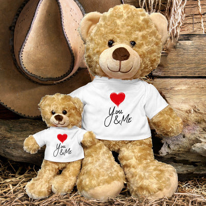 You and Me - Plush Lamb, Panda, or Teddy Bear with Tee Shirt Romantic Gift for Sweetheart - Mallard Moon Gift Shop