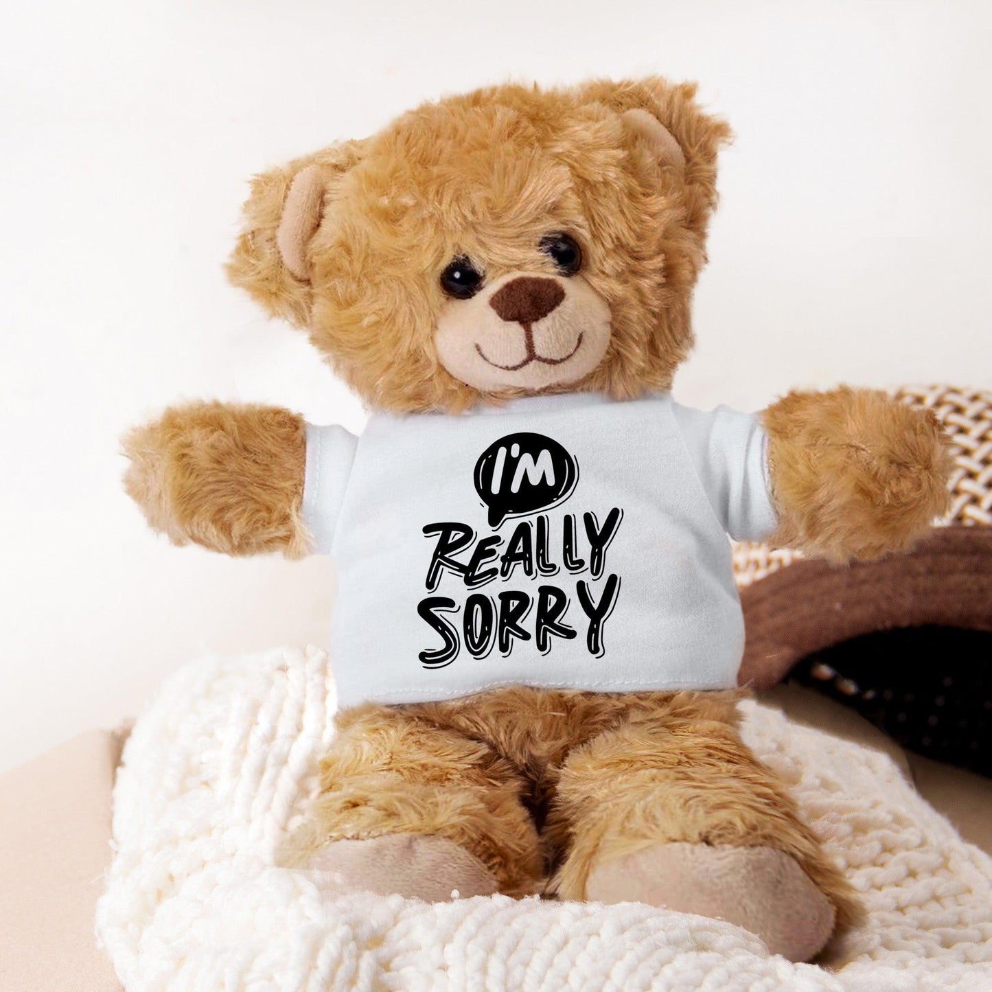 Apology Gift - I Am Really Sorry - Plush Lamb, Panda, or Teddy Bear with Tee Shirt - Mallard Moon Gift Shop