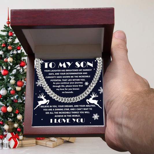 Gift for your Son - I Believe in You - Cuban Chain Link Necklace - Mallard Moon Gift Shop