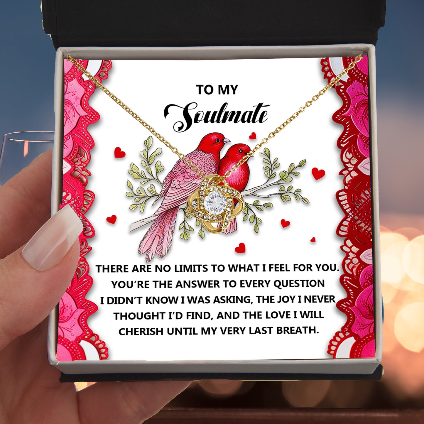 Romantic Gift for Her: Love Knot Necklace with Emotional Soulmate Message - Mallard Moon Gift Shop