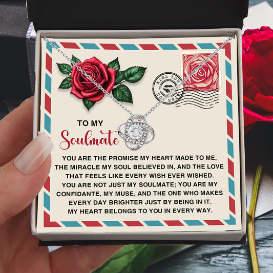 Soulmate Gift - My Heart Belongs to You - Love Knot Necklace with Romantic Message Card - Mallard Moon Gift Shop
