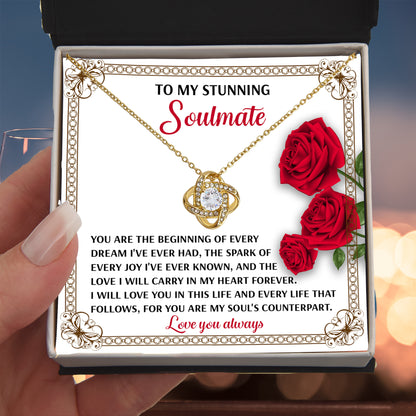 Romantic Soulmate Gift – In My Heart Forever Love Knot Pendant with Meaningful Message Card - Mallard Moon Gift Shop