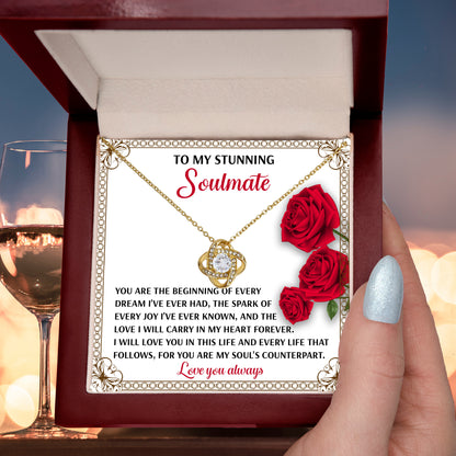 Romantic Soulmate Gift – In My Heart Forever Love Knot Pendant with Meaningful Message Card - Mallard Moon Gift Shop
