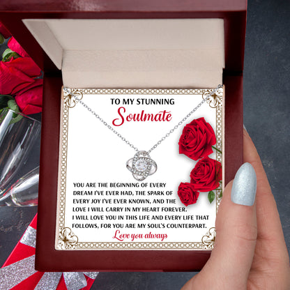 Romantic Soulmate Gift – In My Heart Forever Love Knot Pendant with Meaningful Message Card - Mallard Moon Gift Shop
