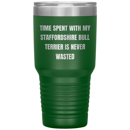 Staffordshire Bull Terrier Dog Lovers Inspired Funny Gifts for Him Her Time Spent With My Staffordshire Bull Terrier Is Never Wasted Tumbler - Mallard Moon Gift Shop
