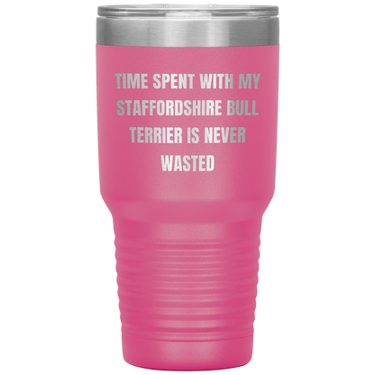 Staffordshire Bull Terrier Dog Lovers Inspired Funny Gifts for Him Her Time Spent With My Staffordshire Bull Terrier Is Never Wasted Tumbler - Mallard Moon Gift Shop