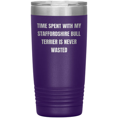 Staffordshire Bull Terrier Dog Lovers Inspired Funny Gifts for Him Her Time Spent With My Staffordshire Bull Terrier Is Never Wasted Tumbler - Mallard Moon Gift Shop