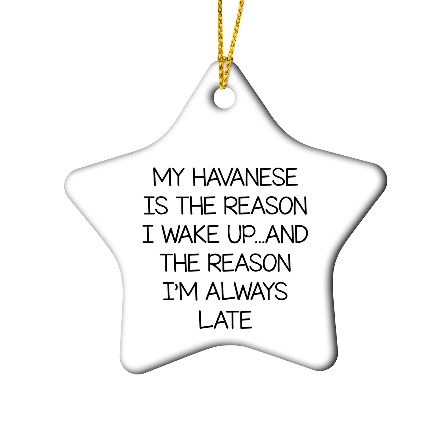 Havanese Dog Lovers' Funny Quote Ornament My Havanese Is The Reason I Wake Up...and The Reason I'm Always Late Gift,
