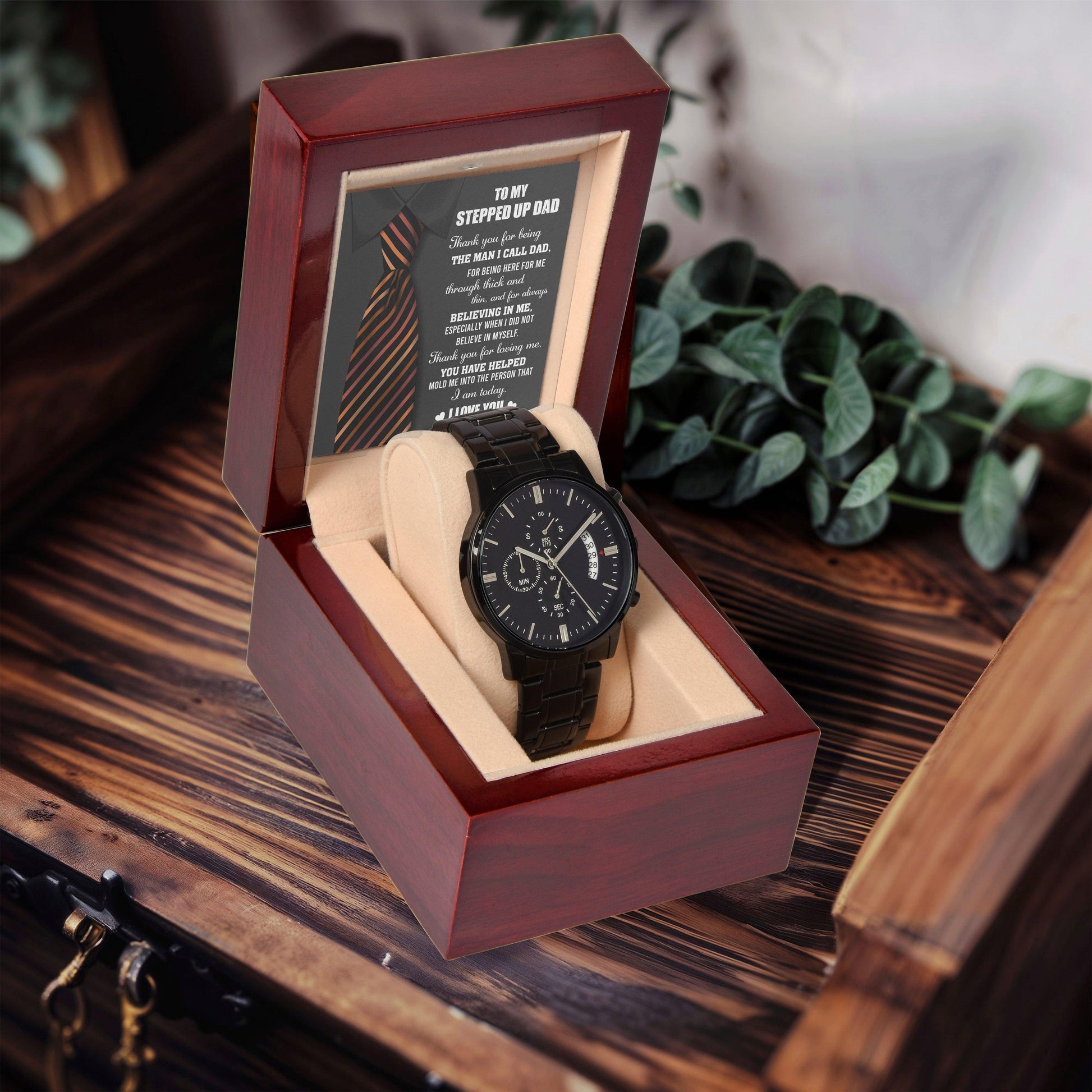 To My Stepped-Up Dad The Man I Call Dad Black Chronograph Watch - Mallard Moon Gift Shop