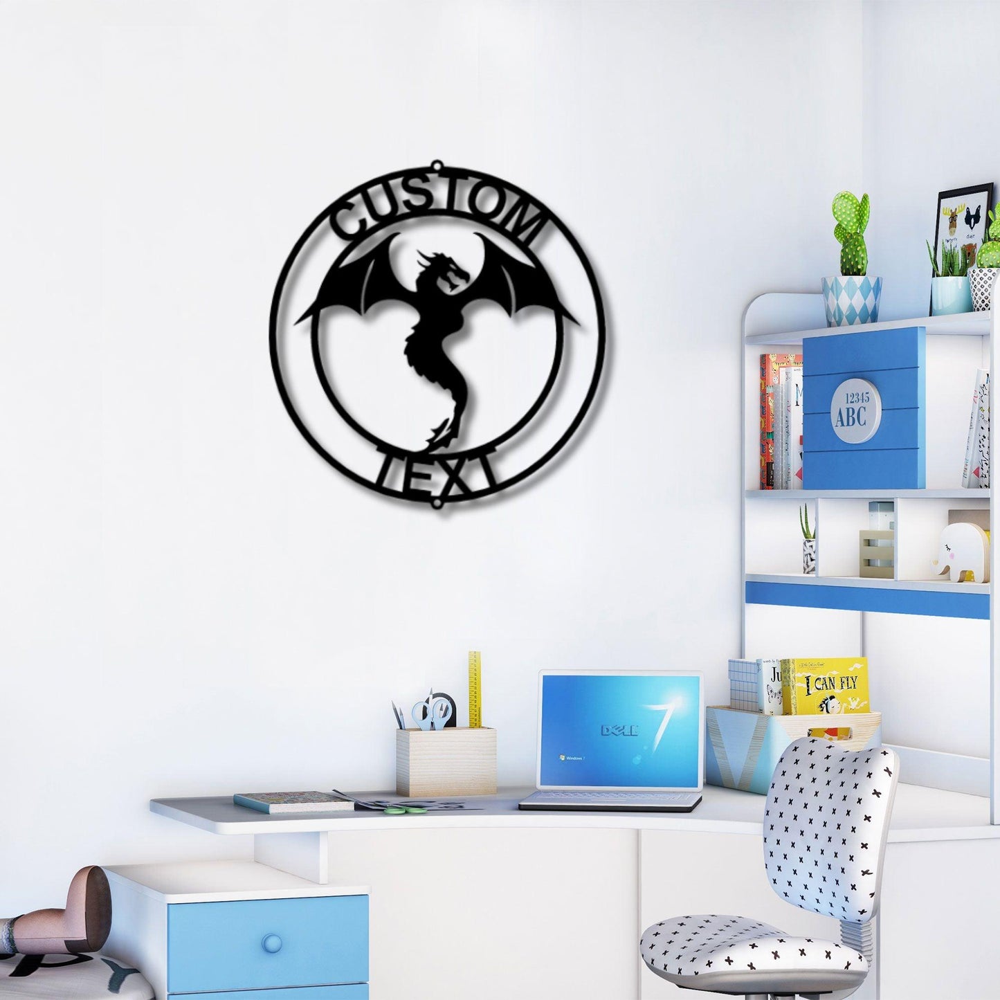 Dragon Ring Monogram Personalized Name Indoor Outdoor Steel Wall Sign Metal Art - Mallard Moon Gift Shop