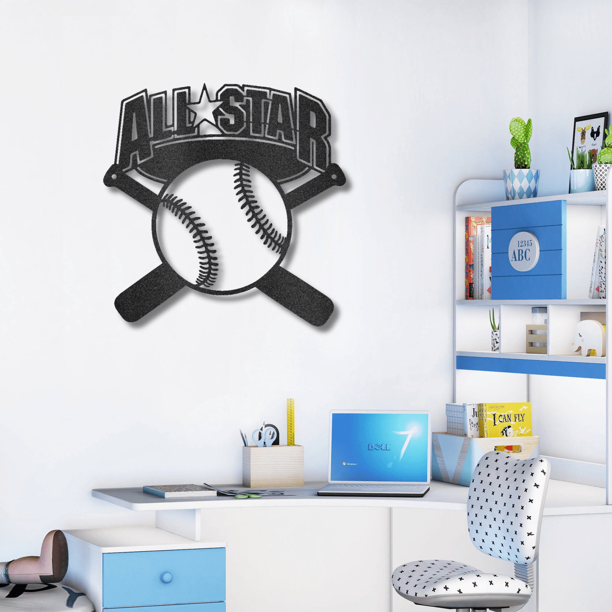 Baseball All Star Metal Art Wall Sign - Mallard Moon Gift Shop
