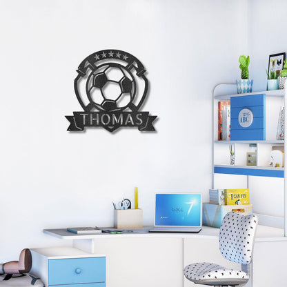 Soccer Plaque Custom Name Steel Wall Sign - Mallard Moon Gift Shop