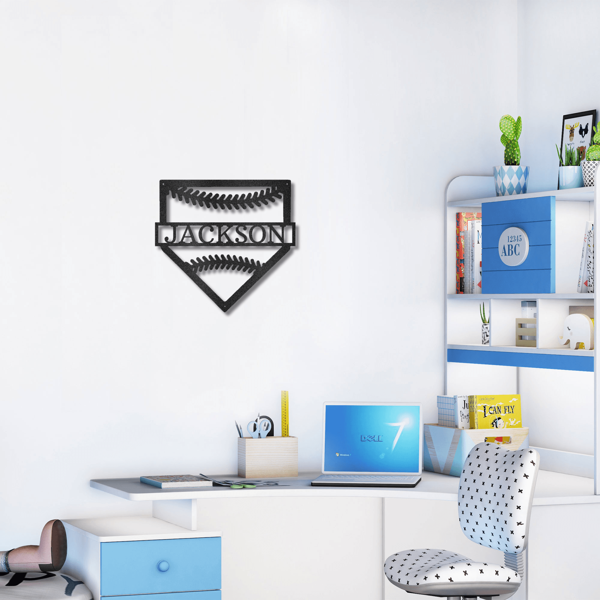 Baseball Home Plate Personalized Name Metal Art Wall Sign - Mallard Moon Gift Shop