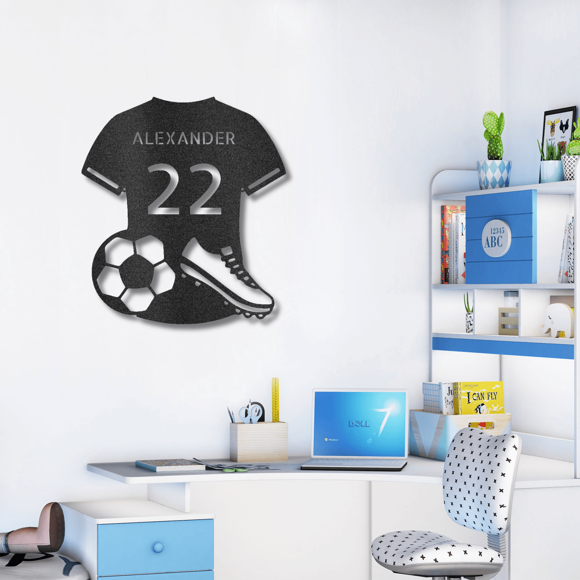 Soccer Jersey Monogram Custom Name Steel Sign Metal Wall Art - Mallard Moon Gift Shop