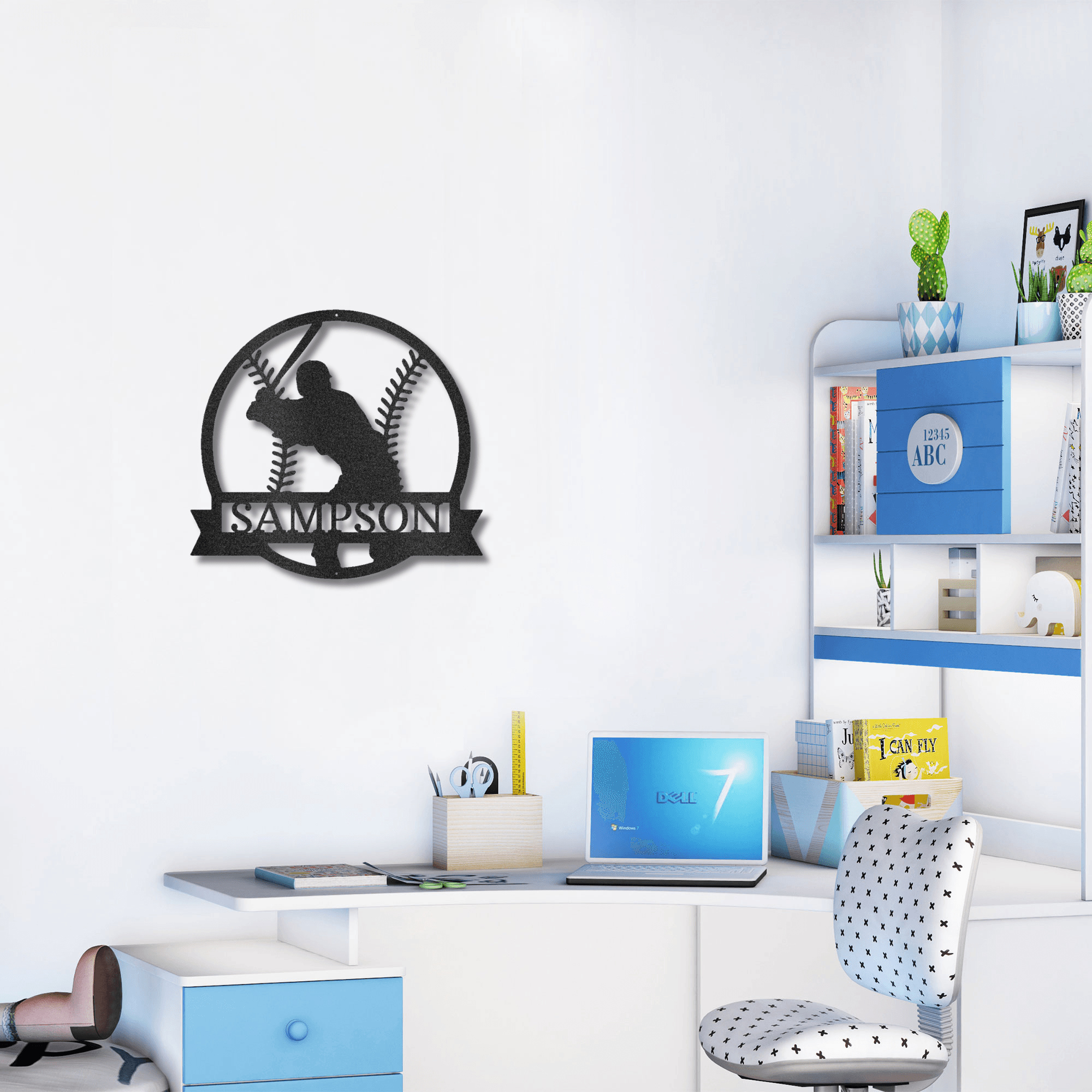 Baseball Player Custom Name Metal Art Wall Sign - Mallard Moon Gift Shop