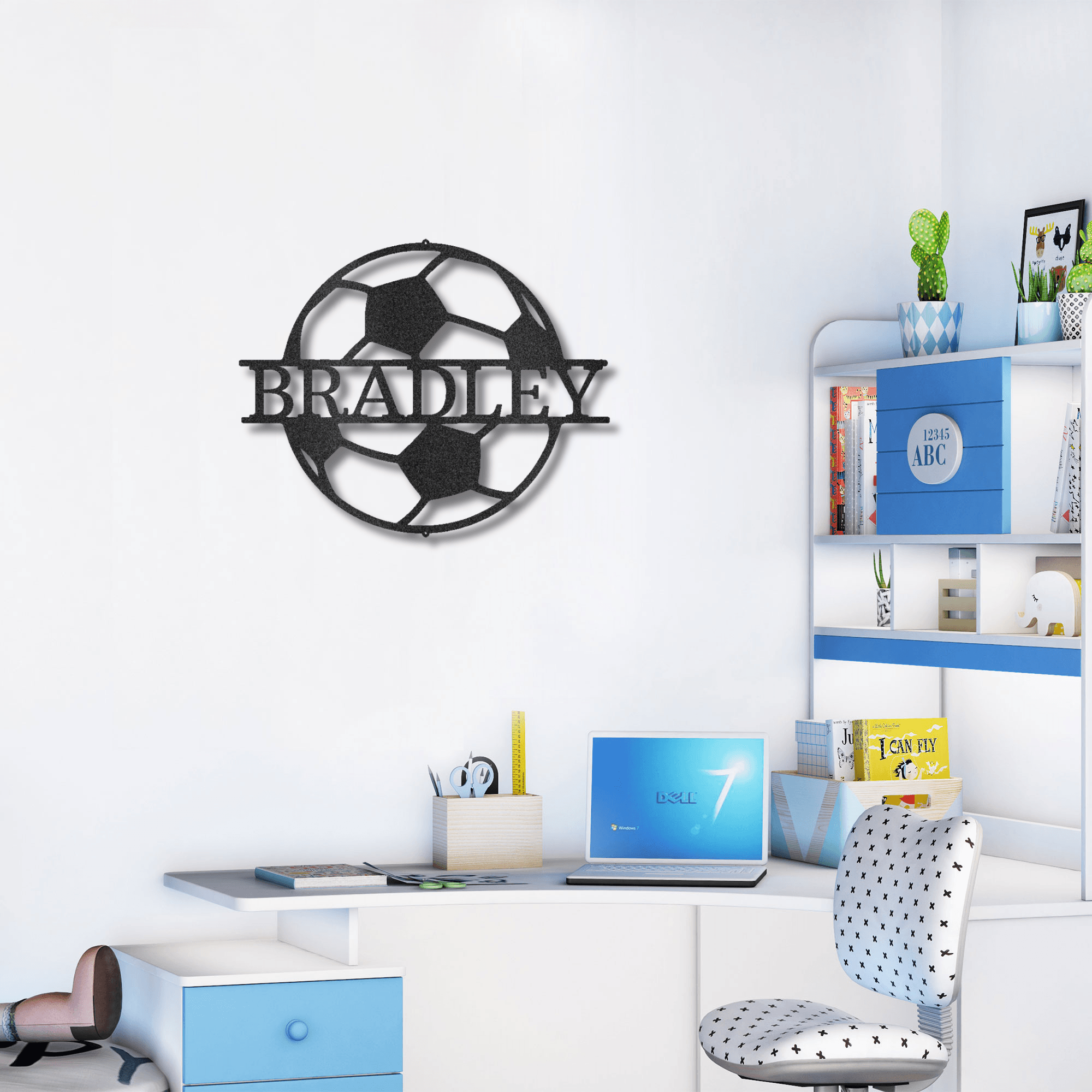 Soccer Ball Custom Name Steel Wall Sign - Mallard Moon Gift Shop