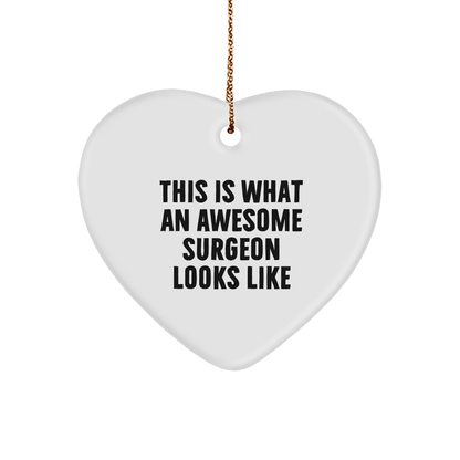 This Is What An Awesome Surgeon Looks Like, Funny Heart Ornament Gifts from Men to Surgeons, Christmas Unique Gifts