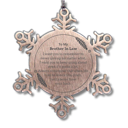 To My Brother-in-law Gifts, Never give up no matter what, Inspirational Brother In Law Snowflake Ornament, Encouragement Birthday Christmas Unique Gifts For Brother In Law